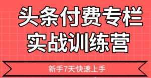 【头条上手】头条付费专栏实战训练营-5D资源网