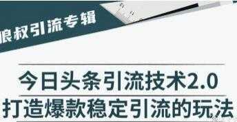 今日头条引流技术2.0，打造爆款稳定引流的玩法视频教程-5D资源网