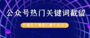 公众号热门关键词截留精准引流实战课程,价值百万高级拦截引流玩法!-5D资源网