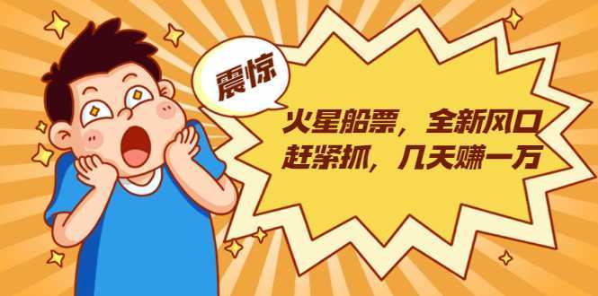 图片[1]-火星船票，全新风口赶紧抓，几天赚一万+摆地摊卖尾货月入一万（5个项目）-5D资源网