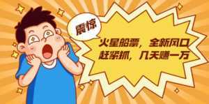 火星船票,全新风口赶紧抓,几天赚一万+摆地摊卖尾货月入一万(5个项目)-5D资源网