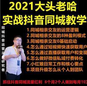 2021 大头老哈实战抖音同城相亲交友教学，抓住抖音同城流量红利，每月 10 万收入-5D资源网