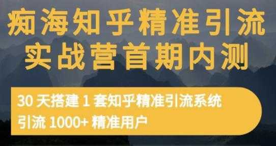 痴海知乎精准引流实战营1-2期，30天搭建1套知乎精准引流系统，引流1000+精准用户-5D资源网