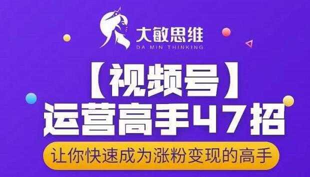 大敏思维-视频号运营高手47招，让你快速成为涨粉变现高手-5D资源网
