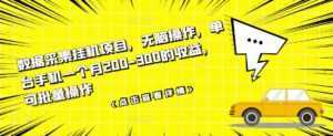 数据采集挂机项目，无脑操作，单台手机一个月200-300的收益，可批量操作-5D资源网