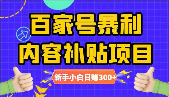 百家号暴利内容补贴项目，图文10元一条，视频30一条，新手小白日赚300+-5D资源网
