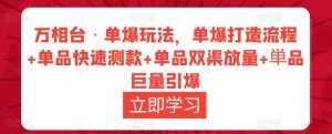 万相台·单爆玩法,单爆打造流程+单品快速测款+单品双渠放量+単品巨量引爆-5D资源网