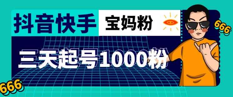 图片[1]-抖音快手三天起号涨粉1000宝妈粉丝的核心方法【详细玩法教程】-5D资源网