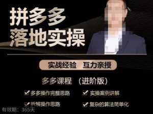 拼多多实战篇·落地实操:多多操作完整思路+实操案例讲解+拆解操作思路+复杂的算法简单化-5D资源网