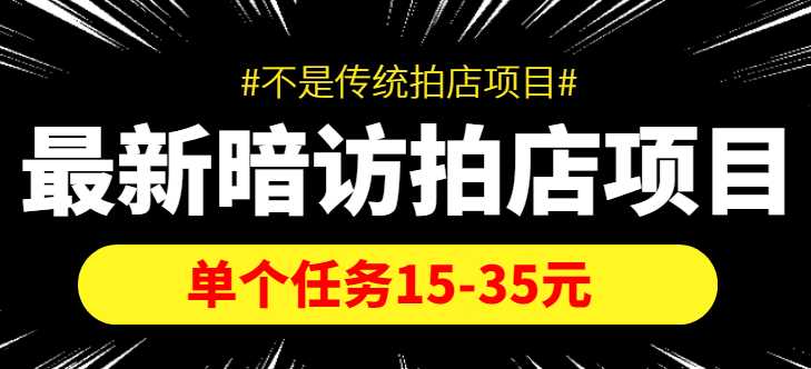 最新暗访拍店信息差项目，单个任务15-35元（不是传统拍店项目）-5D资源网