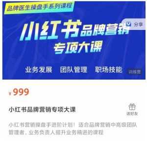 小红书品牌营销专项大课,操盘手进阶,一套能让你提升业务精进的课程-5D资源网