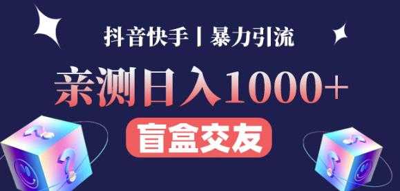 日收益1000+的交友盲盒副业丨有手就行的抖音快手暴力引流-5D资源网