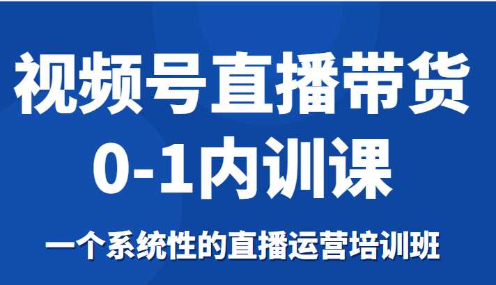 视频号直播带货0-1内训课，一个系统性的直播运营培训班-5D资源网