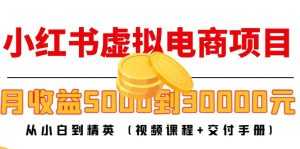 小红书虚拟电商项目:从小白到精英 月收益5000到30000 (视频课程+交付手册)-5D资源网