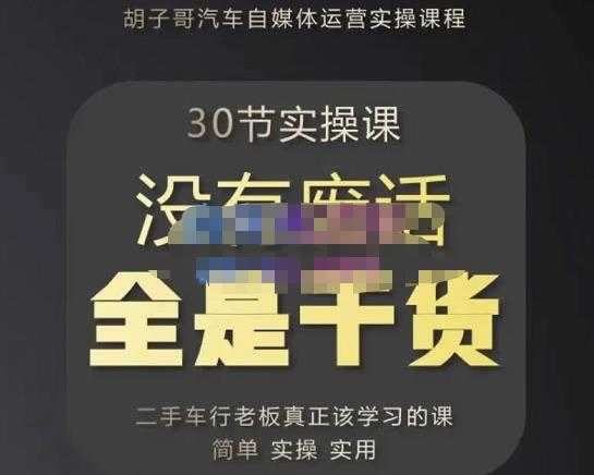 胡子哥·汽车自媒体运营实操课，汽车新媒体二手车短视频运营教程-价值8888元-5D资源网