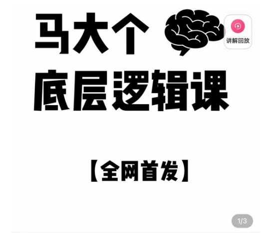 马大个·底层逻辑课，51节底层逻辑智慧课-价值1980元-5D资源网