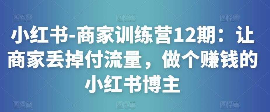 小红书-商家训练营12期：让商家丢掉付流量，做个赚钱的小红书博主-5D资源网