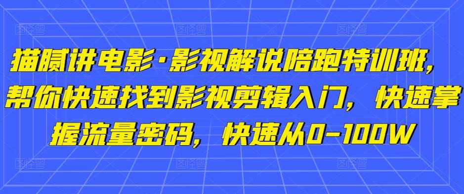 猫腻讲电影·影视解说陪跑特训班，帮你快速找到影视剪辑入门，快速掌握流量密码，快速从0-100W-5D资源网