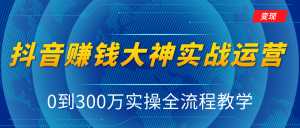 抖音赚钱大神实战运营教程，0到300万实操全流程教学，抖音独家变现模式-5D资源网
