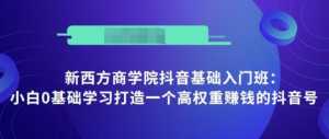 抖音基础入门班:小白0基础学习打造一个高权重赚钱的抖音号-5D资源网
