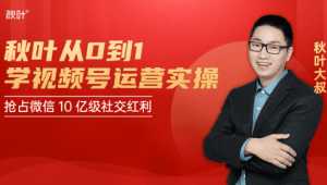 秋叶从0到1学视频号运营实操,抢占微信10亿级红利市场【完结-高清无水印】-5D资源网