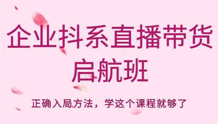 企业抖系直播带货启航班，正确入局方法，学这个课程就够了-5D资源网