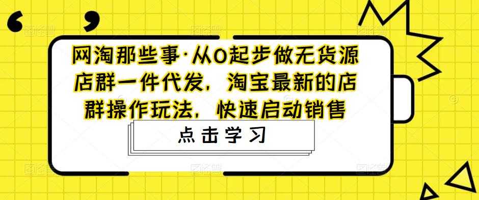 网淘那些事·从0起步做无货源店群一件代发，淘宝最新的店群操作玩法，快速启动销售-5D资源网
