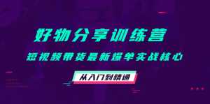 好物分享训练营:短视频带货最新爆单实战核心,从入门到精通-5D资源网