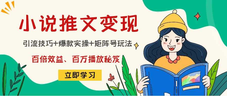 小说推文训练营：引流技巧+爆款实操+矩阵号玩法，百倍效益、百万播放秘笈-5D资源网