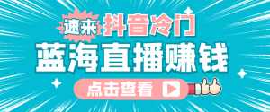 最新抖音冷门简单的蓝海直播赚钱玩法，流量大知道的人少，可做到全无人直播-5D资源网